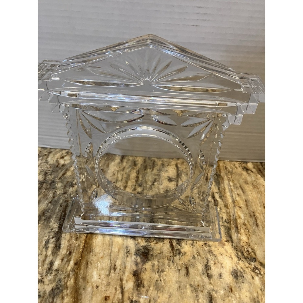 Royal Limited Clock Holder 24% Full  Lead Cut Crystal Czech Republic VERY HEAVY